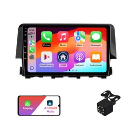 2+32G Android 12 Double Din Car Stereo for Honda Civic 2016-2020 with 9 Inch Touchscreen Radio Built-in Wireless Carplay/Android Auto/GPS/Bluetooth/FM/AUX-in/Steering Wheel Controls/Backup Camera