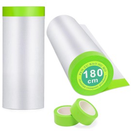 YANZENGCQ Pre-Taped Masking Film for Painting - 71" x 66'Painters Plastic roll,with Automotive Paint Tape,Decoration Painters Plastic,Windows and Furniture Protection (2 Rolls)