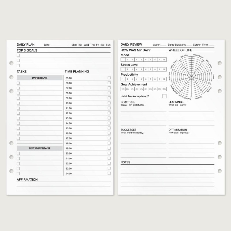 KOMPASS® Daily Planner - Timeboxing | A5 Planner Inserts |