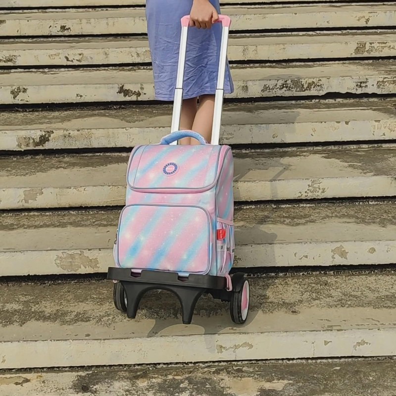 Rolling Backpack Trolley Cart with Stair-Climbing Quiet Wheels,Foldable Aluminum Frame,Adjustable