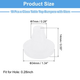 uxcell 18Pcs Glass Table Top Bumpers with Stem, 7mm/0.28" Rubber Bumper Grippers Anti Slip Table Spacers for Patio Cabinet Furniture (Fits 9/32Inch Hole), White