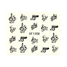 Generic Music Note Poker Art Latin English Letter Water Transfer Nail Stickers Xf1358 Nail Wraps Art Stickers Manicure Supplies for Women for Home Nails Full Long Lasting Easy Apply and Remove