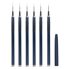 6 Stück Nageldesign Pinsel Nagel Liner Pinsel Set, Fineliner Nailart Pinsel Profi Detail Maniküre Pinselset, Nagelpinsel zum Ziehen von Linien Nagelbürsten blau Metall Griff (5/7/9/11/20/25 mm)