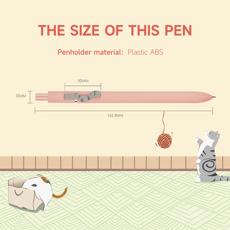 UIXJODO Cat Pens, 4 Pcs 0.5mm Cute Kawaii Black Ink