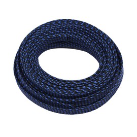 30ft PET Expandable Braided Sleeving Flexo Wire Cable Sleeve (1/6", Blue&Black)