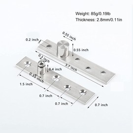 2pcs Pivot Hinge Rotating Hinge 270 Degree Stainless Steel Concealing Hinges Door Pivot Hinges Up Down Shaft Black (Silver, Medium 270 Degree -2 Pack)