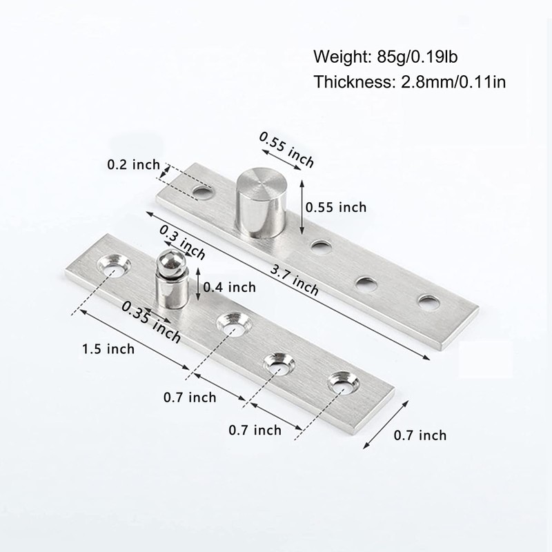 2pcs Pivot Hinge Rotating Hinge 270 Degree Stainless Steel Concealing