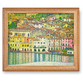 Malcesine on Lake Garda, 1913.by Gustav Klimt.Framed Size:34.5 x 28.5 inches,Image Size:30x24 inches,Gold Frame The World Classic Art Reproductions,Giclee Canvas Prints Wall Art for Home Décor