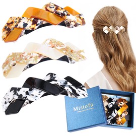 Mistofu 3 Pieces Large Barrettes for Women, Beautiful Lines Simple Retro Classic Large Snap Barrettes Hair Accessories, Hair Barrettes for Women Thick Hair… (mahua003)