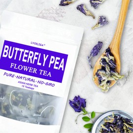 Butterfly Pea Flower Tea 15 Pyramid Tea Bags, Clitoria ternatea Premium Dried Butterfly Pea Tea Antioxidant Tea Blue Tea Bags for Drinks