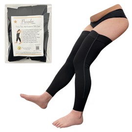 Presadee Footless Thigh High 15-20 mmHg Moderate Compression Sleeve YKK Zipper (Black, 1)