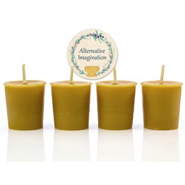4 Pack of Beeswax Votive Candles - 100% Pure, Natural Beeswax with Natural Light Honey Scent - 15 Hour Burn - Alternative Imagination