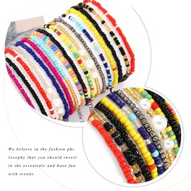 ELABEST Africa Beads Anklets 22Pcs Ankle Bracelets Colorful Beach Foot Jewelry Accessories for Women