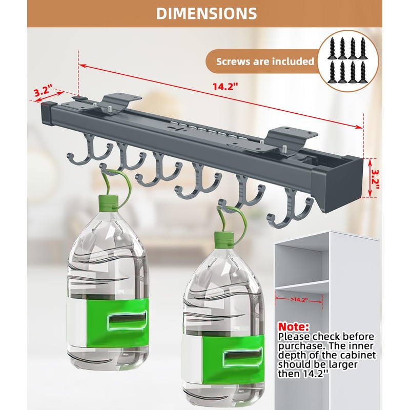 Pull Out Broom Holder, Multifunctional Slide Broom And Mop Storage/Organizer