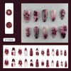 Mkwntg 24Pcs Flower Press on Nails Medium Almond Fake Nails