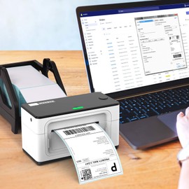 MUNBYN External Label Holder for Rools and Fan-Fold Labels, 2 in 1 External Label Stand for Shipping Thermal Label, Work with Desktop Shipping Label Printer