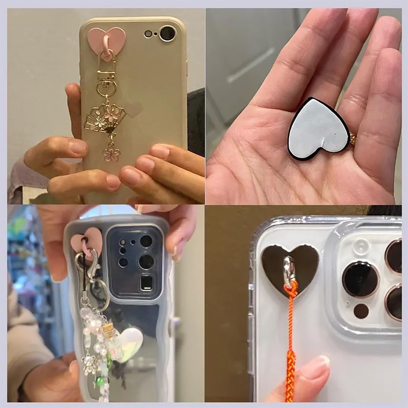 8 pcs Cell Phone Finger Ring Stand，Heart Shape Adhesive Metal
