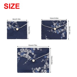 Andux Silk Jewelry Bag Silk Coin Purse Jewelry Plum Blossom Embroidery Silk Brocade Travel Jewelry Pouch 3pcs SP/DZ-01 (Blue)