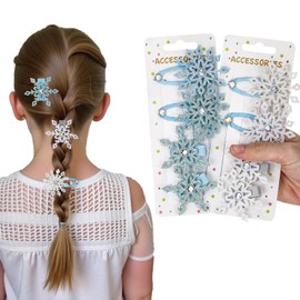 JJUNW 8-Piece Snowflake Hair Clip Set - Blue & White Christmas Hair Accessories for Women & Girls - Festive Snowflake Hairpins for Parties & Holidays