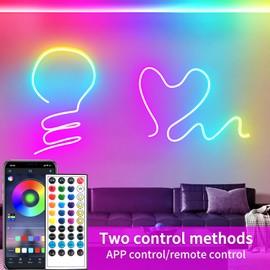 segrass LED neon Lights Strip 66ft,DC 24V RGB LED neon Light Strip APP Remote Controls Control Waterproof Flexible Neon LED Rope Lights for Bedroom,Playroom,Outdoors Decor