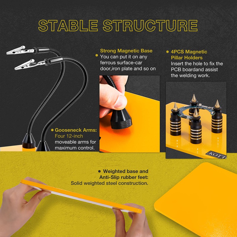 KOTTO Helping Hands Soldering, Third Hand Soldering Tools PCB Holder