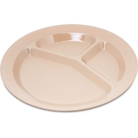 Carlisle FoodService Products Divided Plate with 3 Compartments for Home and Restaurant, Melamine, 11 Inches, Tan