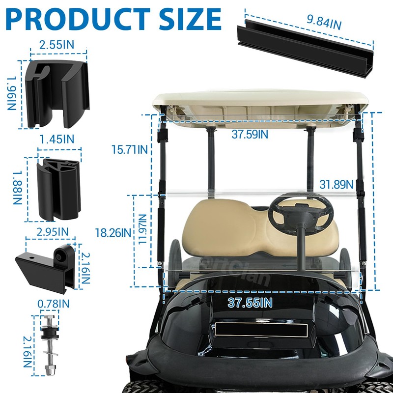 Golf Cart Windshield, Golf Cart Foldable Windshield Suitable for 2004-Up