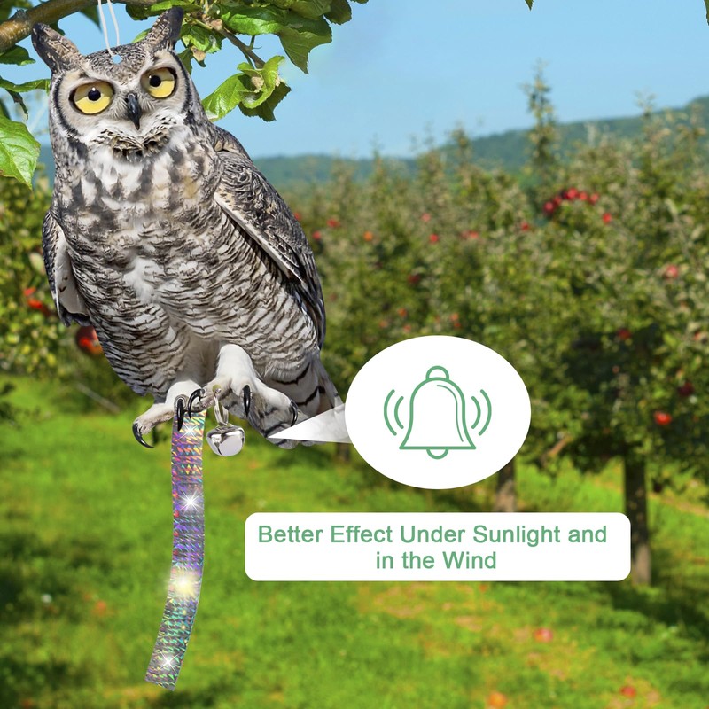 Lifreer 5PCS Owl Shape Bird Reflective Deterrents Owl Hanging Decoration