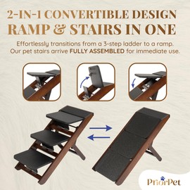 Dog Steps for Bed & Couch 2-in-1 Dog Stairs/Ramp - Height Adjustable Dog Ramp for Couch 7” - 20” - Pet Stairs, Dog Stairs for Small Dogs - Easy to Move Pet Steps with Landing Platform, Walnut