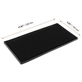 LEXININ 2 Pack 6 x 12 Inch Rubber Bar Mat, 30 x 15 x 1cm Black Bar Service Mat, Small Rubber Bar Spill Runner Mats for Countertop, Kitchen