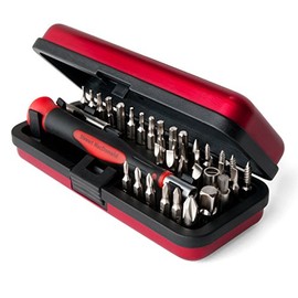 StewMac Guitar Tech Screwdriver Set - 36 Bit Set - Specifically for Fretted Instruments - Easy Grip Handle with Extender