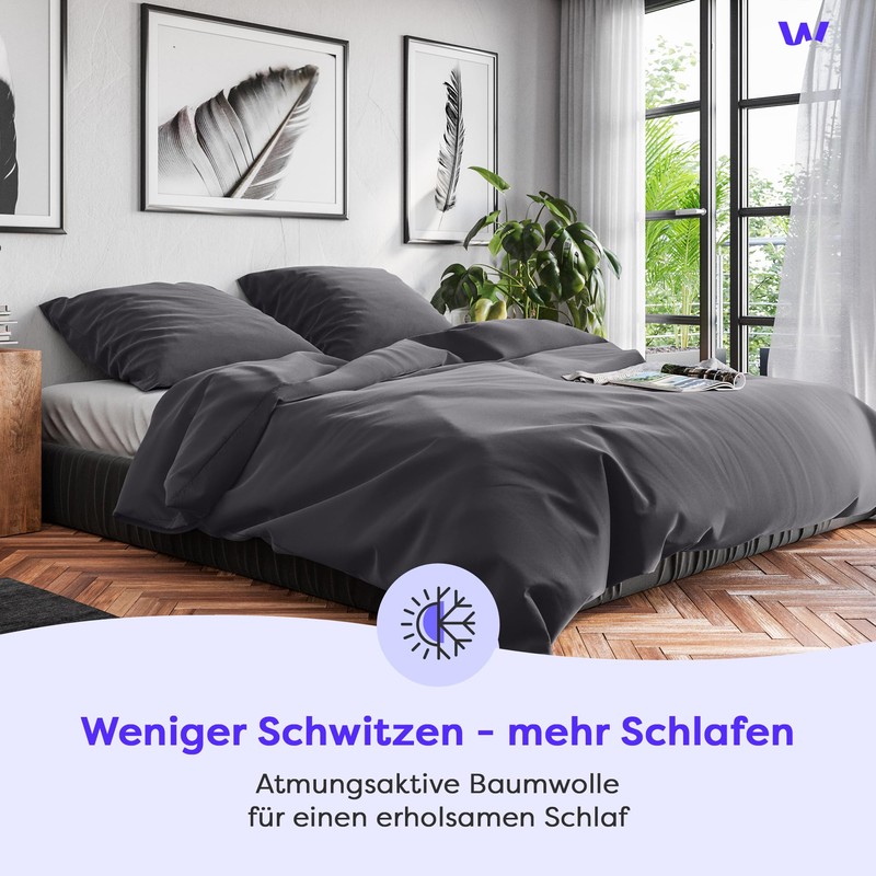 Wolkenfeld Cushion Cover, 70 x 90 cm Grey Anthracite Cotton