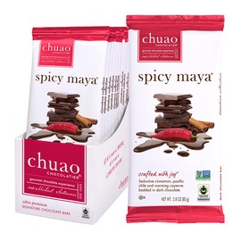 Chuao Chocolatier Spicy Maya Gourmet Dark Chocolate Bars | Cinnamon Cayenne No Preservatives | For Gift Baskets, Christmas, Valentines, Birthday, Care Package | 12 Pack
