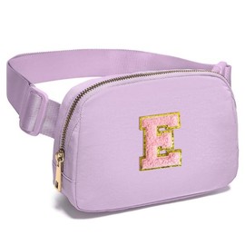 NEW YEAR CHRISTMAS Belt Bag Fanny Pack Crossbody Bags with Initial Letter -  Birthday Gifts Cute Stuff for Teenager Girls Trendy Preppy Stuff - Color: Lavender, Style: L