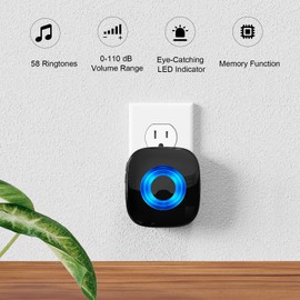 Wireless Doorbell - PHYSEN Door bell Chimes with Mute Mode - 58 Ringtones&5 Volume Levels Operating at 1300-ft Range LED Strobe, 2 Transmitters+3 Receivers Waterproof Doorbell Kit for Home/Classroom