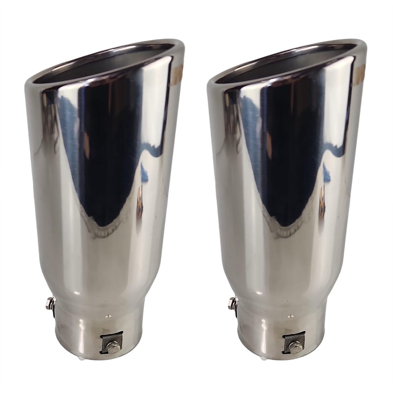 NETAMI Universal Exhaust Tip Stainless Steel Resonated Chrome Polish Bolt-on