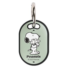 iFace First Class PEANUTS Snoopy AirTag Case (Dull Green/Woodstock) [Shockproof, Carabiner Included, Air Tag Protective Cover]