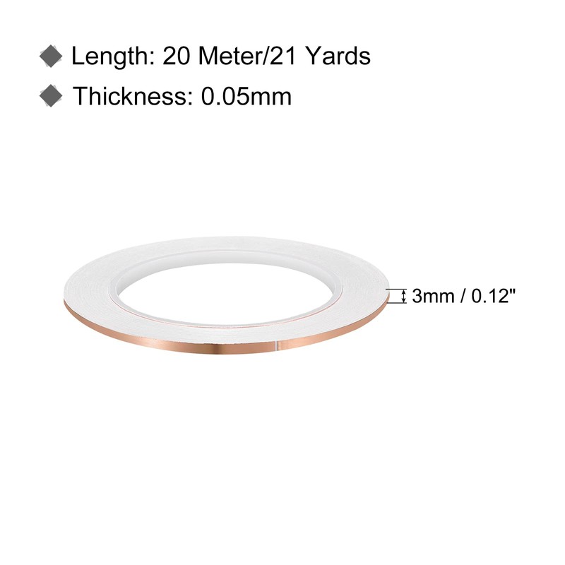 PATIKIL Copper Tape 0.12 Inch x 21 Yards 0.05 Thick