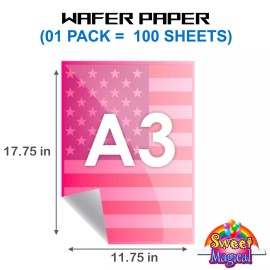 SWEET & MAGICAL 50 Edible Rectangle Potato Starch Rice Wafer Paper Sheets size A3 11.5"X17.5"