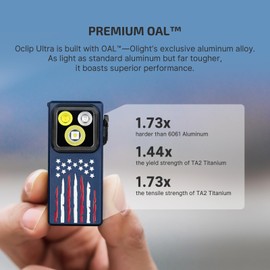 OLIGHT Oclip Ultra EDC Flashlight Clip-on Light, 530 Lumens Rechargeable with Type-C Charging, Combines Floodlight, Spotlight and UV, Triple Lights for Inspection and Work (Stars & Stripes Edition)