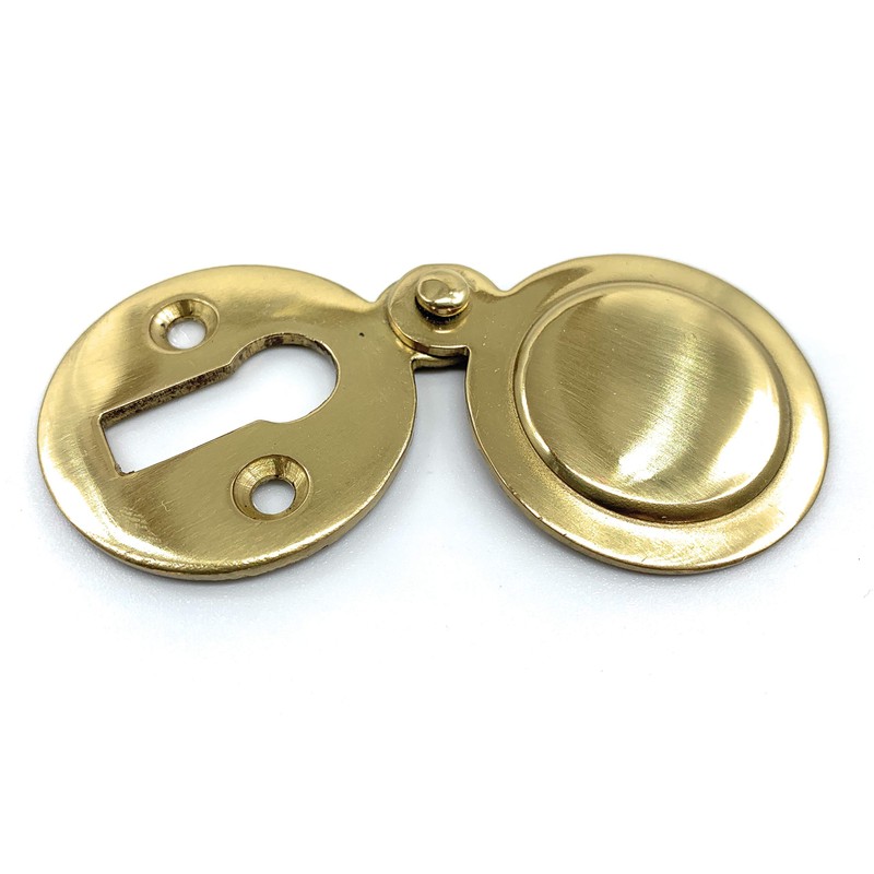 Polished Brass Round Keyhole Cover Escutcheon with Screws (2, Brass)