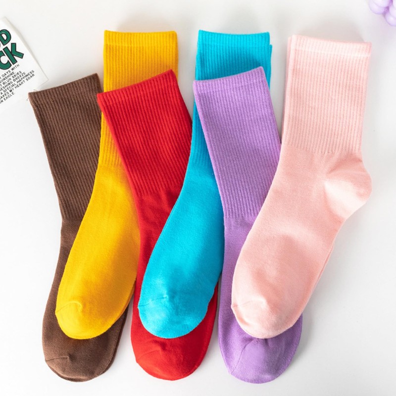 Remorty Womens Colorful Basic Sock -Unique Knit Cotton Crew Socks
