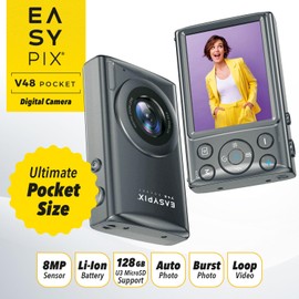 Easypix V48 Pocket Compact Digital Camera, 2.8" Display, Resolution up to 64 MP, 18x Digital Zoom, Anthracite