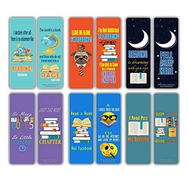 Book Lovers Literary Bookmarks Cards (12-Pack) - Book Markers for Bibliophiles Book Club Gifts - Party Favors Wall Decor Birthday Student Teacher Classroom Incentives Jane Austen Quotes