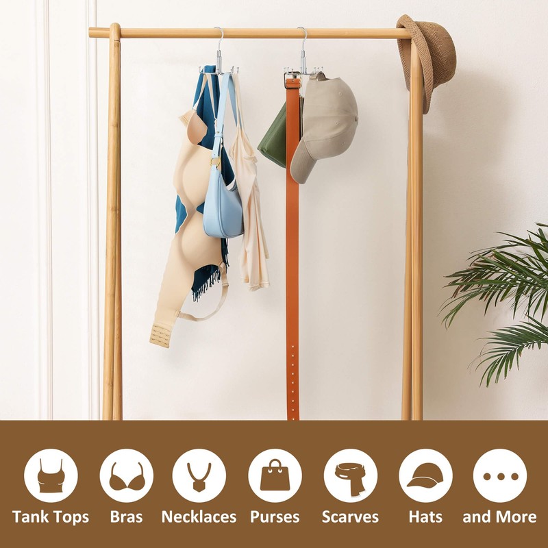 ZEDODIER Tie Hanger for Closet, 2 Pack Rotatable Tie Organizer