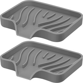Jabonera de silicona con desagüe, bandeja de jabón de cocina para ducha, paquete de 2 jaboneras autodrenables, soporte de jabón suave para fregadero d