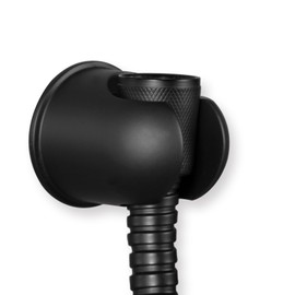 Hand held Shower Wand Holder - All Metal- 2 Ways Installation - Bathroom Wall mounted for Permanent Fixture, Minimal Shower bracket Holder - Matte Black