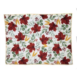 SeasonsEasy Fall Drying Mat and 2 Towels, 3 Piece Set Colorful Autumn Leaf Design Harvest Home Decor