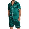 AIYINO Men's Silk Satin Pajamas Sets Short Sleeve Sleepwear Button-Down