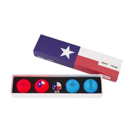 Volvik State Texas Pack - 4 Vivid Balls Pack (2 Blue & 2 Red) with a Clip Ball Marker